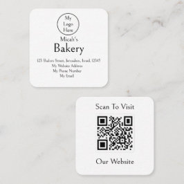 Cartão De Visita Quadrado Luxo minimalista Código QR Logotipo de Padaria Lay