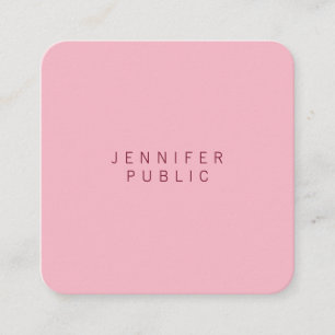 Cartão De Visita Quadrado Luxo minimalista rosa pálido elegante profissiona