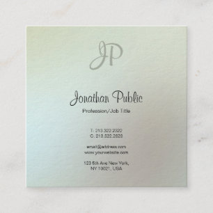 Cartão De Visita Quadrado Luxo moderno do roteiro do monograma das cores