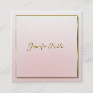 Cartão De Visita Quadrado Luxurioso Moderno Dourado Nome de Script Manuscrit