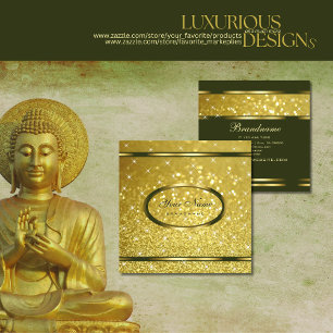 Cartão De Visita Quadrado Luxury Brilhante Dourada brilha estrelas cintilant