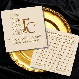 Cartão De Visita Quadrado Luxury Dog Grooming Business Card Bronze Champaign