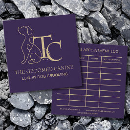 Cartão De Visita Quadrado Luxury Dog Grooming Business Card Deep Plum