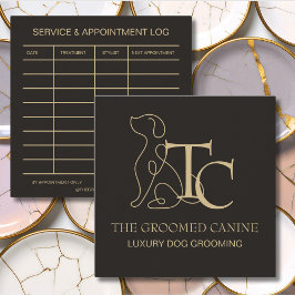 Cartão De Visita Quadrado Luxury Dog Grooming Business Card Espresso Bean