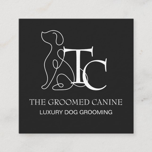 Cartão De Visita Quadrado Luxury Dog Grooming Business Card Pet Stylist (Frente)