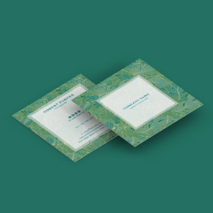 Cartão De Visita Quadrado Luxury green and gold palm leaves pattern