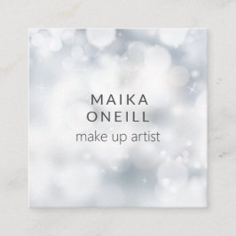 Cartão De Visita Quadrado Luxury Silver Bokeh brilha nas mídias sociais