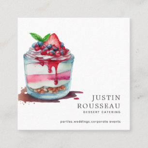 Cartão De Visita Quadrado Macaron Baker Chef de Pastelaria Moderno de Aquare