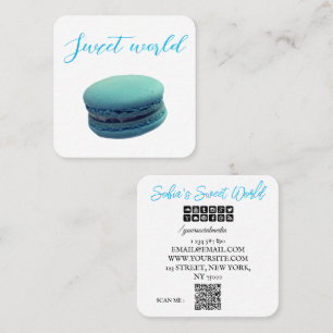 Cartão De Visita Quadrado Macarons Coloridos Sweets Qr Code Modern Square