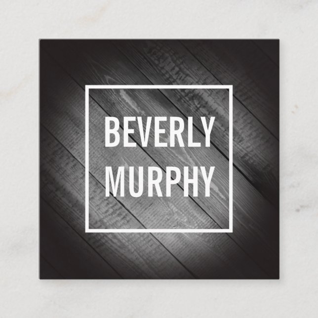 Cartão De Visita Quadrado Madeira aflada com embelezamento e vinheta (Frente)