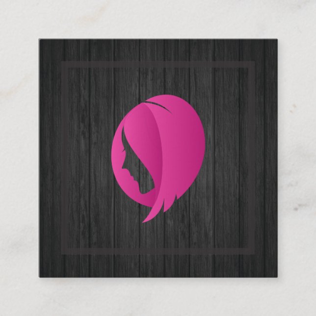 Cartão De Visita Quadrado Madeira | Hairstylist profissional (Frente)