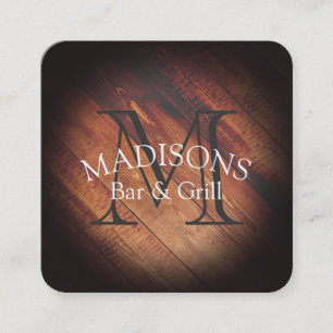 Cartão De Visita Quadrado Madeira russa com monograma