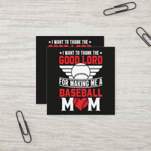 Cartão De Visita Quadrado Mãe de Beisebol Mãe de Dia de Jogo de Esportes