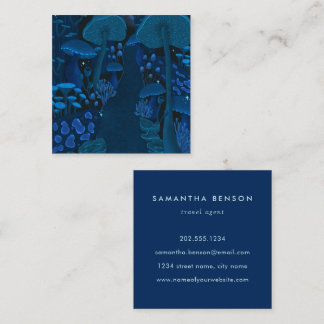 Cartão De Visita Quadrado Magic Mushroom Forest Fantasy