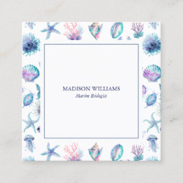 Cartão De Visita Quadrado Magical marine creatures pattern marine biologist 