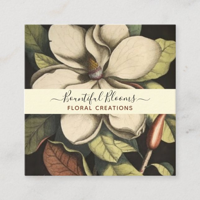 Cartão De Visita Quadrado Magnolia Cream Salgas Monogramas Elegante (Frente)