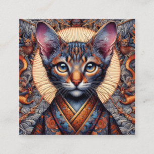 Cartão De Visita Quadrado Majestoso felino fantástico ornamentado mítico