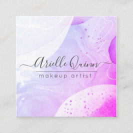 Cartão De Visita Quadrado Makeup Artist Abstrato Watercolor Shapes