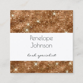 Cartão De Visita Quadrado Makeup Artist Bronze Sparkle Glam