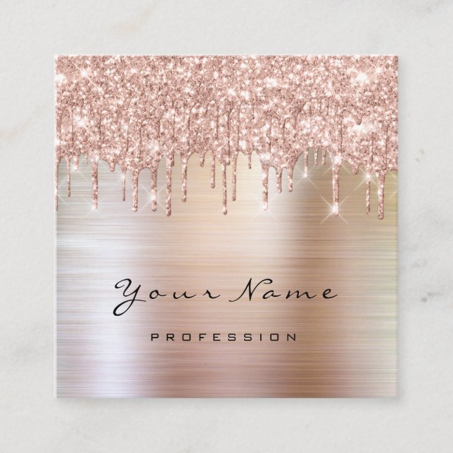 Cartão De Visita Quadrado Makeup Artist Event Planner Glitter Spark Hair Nai (Frente)