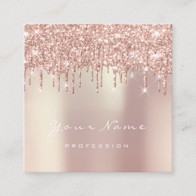 Cartão De Visita Quadrado Makeup Artist Event Planner Glitter Spark Pearl (Frente)
