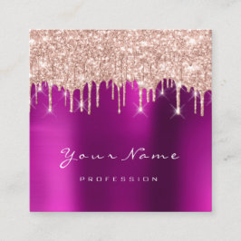 Cartão De Visita Quadrado Makeup Artist Event Planner Glitter Spark Rosa