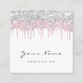 Cartão De Visita Quadrado Makeup Artist Event Planner White Pink Drives