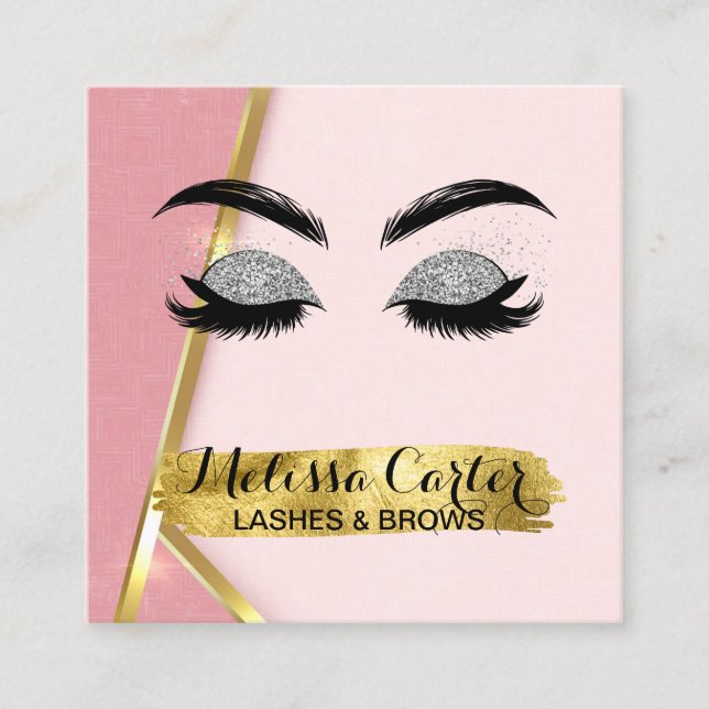 Cartão De Visita Quadrado Makeup Artist Eyelash Extensões Lashes Brows (Frente)
