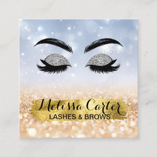 Cartão De Visita Quadrado Makeup Artist Eyelash Extensões Lashes Brows (Frente)