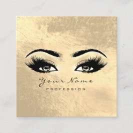 Cartão De Visita Quadrado Makeup Artist Eyes Lashes Extensão Dourada Square