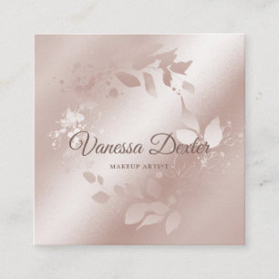 Cartão De Visita Quadrado Makeup Artist Floral Lash Event Planner Rosa