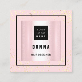 Cartão De Visita Quadrado Makeup ARTIST Hair Beauty Logo cor-de-rosa CÓDIGO 