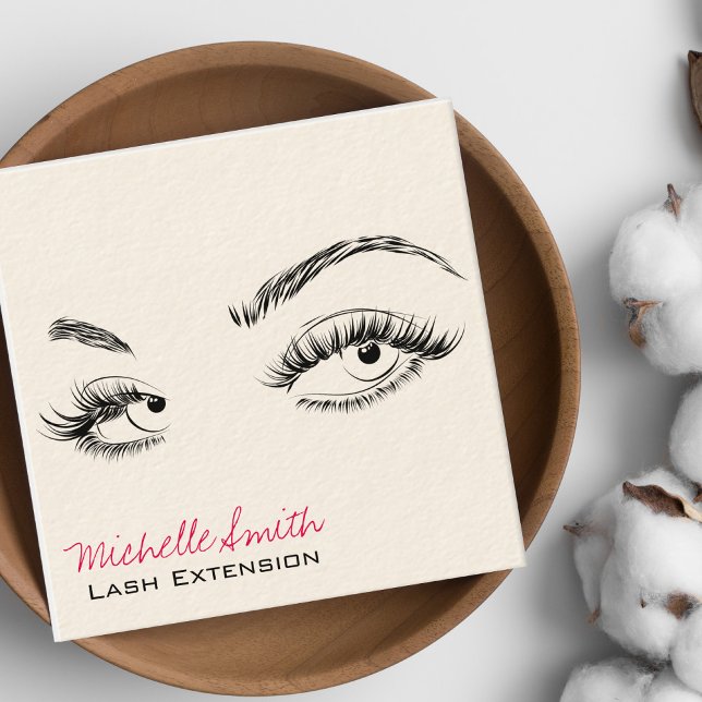 Cartão De Visita Quadrado Makeup Artist Lashes Brota White Preto Código Qr (Criador carregado)