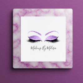 Cartão De Visita Quadrado Makeup Artist Lashes Extension Violet Roxo