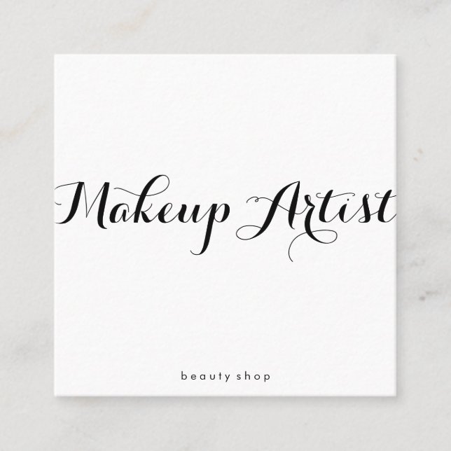 Cartão De Visita Quadrado Makeup Artist Rico Font Minimalist (Frente)