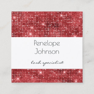 Cartão De Visita Quadrado Makeup Artist Ruby Sparkle Glam