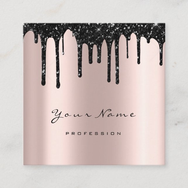 Cartão De Visita Quadrado Makeup Artist Waxing Brows Black DripMicroblading (Frente)