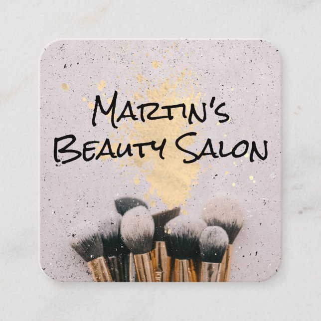 Cartão De Visita Quadrado Makeup Brushes | Makeup Artist (Frente)