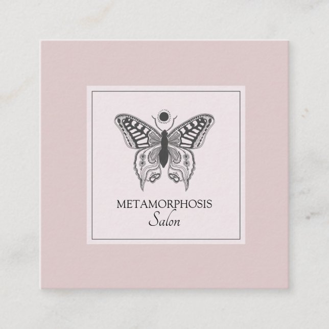 Cartão De Visita Quadrado Makeup Hair Beauty Salon Pink Blush (Frente)