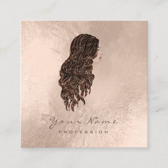 Cartão De Visita Quadrado Makeup Hairdresser Lashes Sereia Pprecoce (Frente)