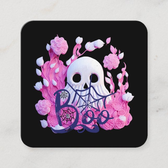 Cartão De Visita Quadrado mala de vassoura do Halloween (Frente)