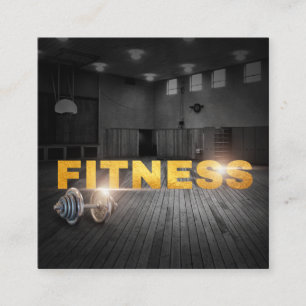 Cartão De Visita Quadrado Malhação Personal Trainer Dourado Typography Squ