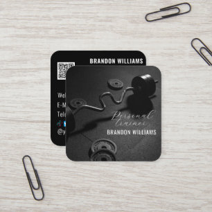 Cartão De Visita Quadrado Malhação pessoal do código QR branco preto