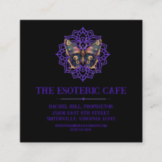 Cartão De Visita Quadrado Manala de Moth com Aquarela Personalizada