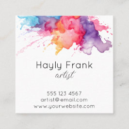 Cartão De Visita Quadrado Mancha d- Água Arco-Íris