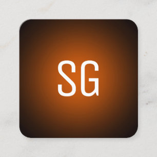 Cartão De Visita Quadrado Mancha mole - Iniciais - Laranja a preto