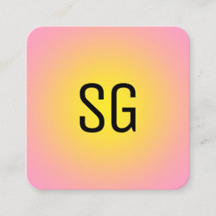 Cartão De Visita Quadrado Mancha suave - Iniciais - Amarelo a rosa