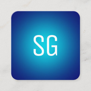 Cartão De Visita Quadrado Mancha suave - Iniciais - Ciano em Marinho profund