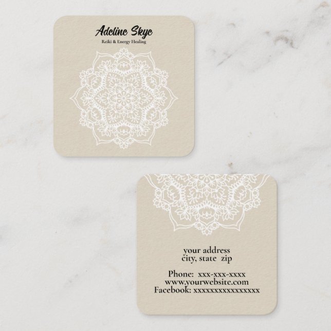 Cartão De Visita Quadrado Mandala (Frente/Verso)