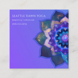 Cartão De Visita Quadrado Mandala de Lótus Azul